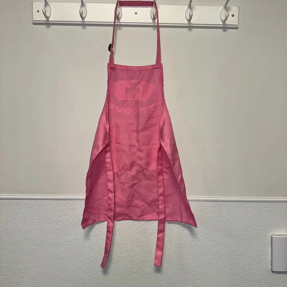 Kids Nurse Costume Apron Pink/White One Size Halloween Pretend Play